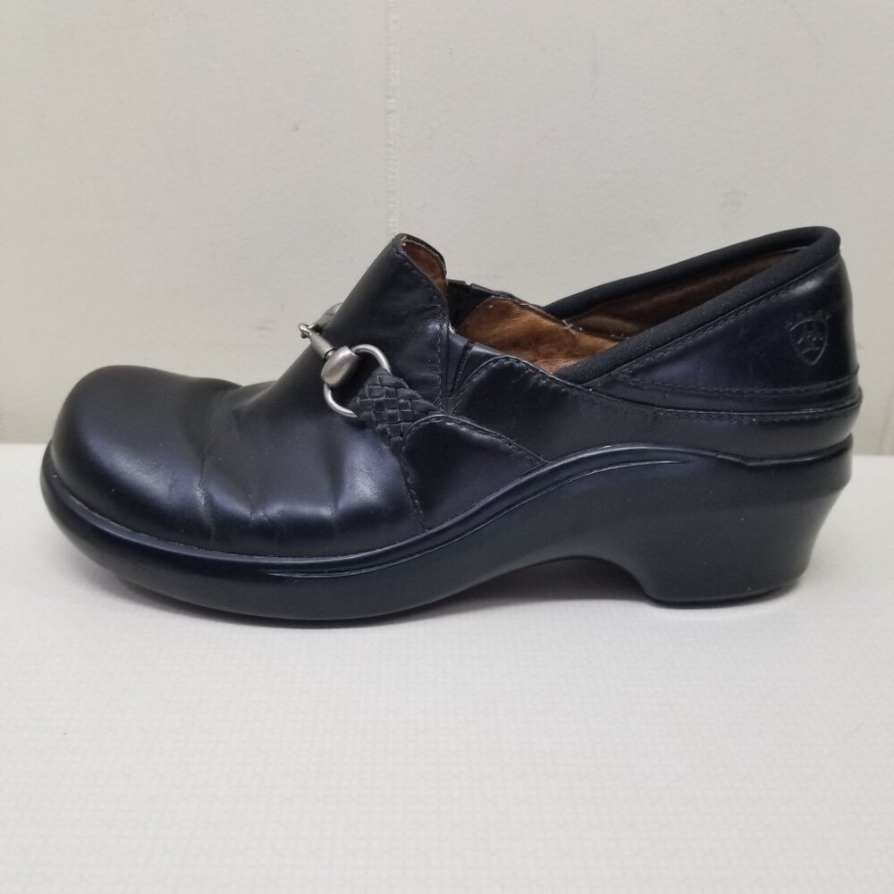 Ariat DEL MAR Clogs Horse Bit 8.5B Leather Comfort Slip On Chunky Y2K - Picture 6 of 8